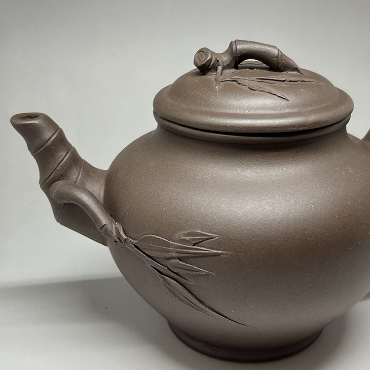 茶香自在】一九八零年代六頭竹報春紫砂壺一壺一盤四杯500C.C.