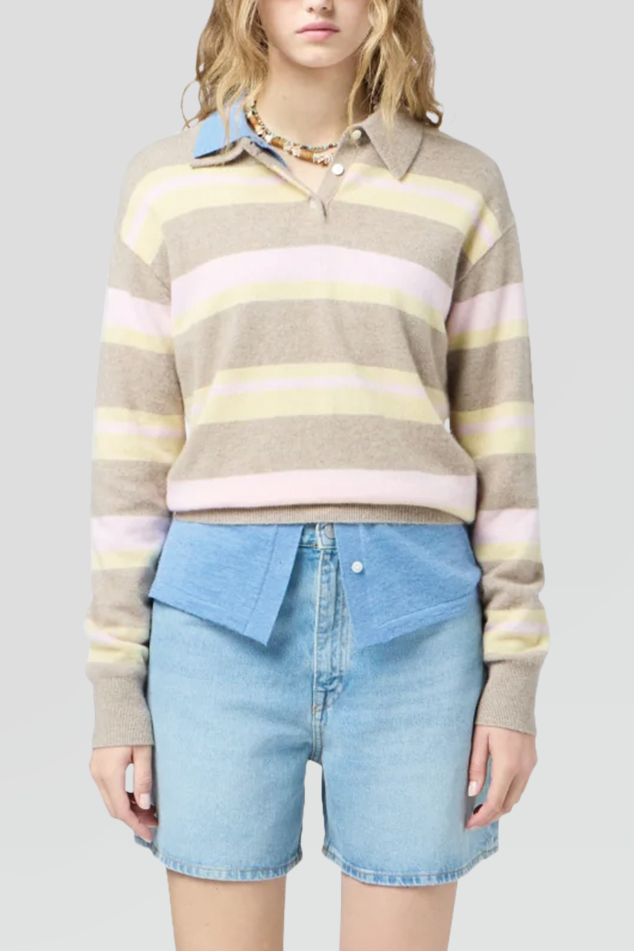 Guest in Residence｜COLLEGIATE 條紋羊絨長袖POLO衫