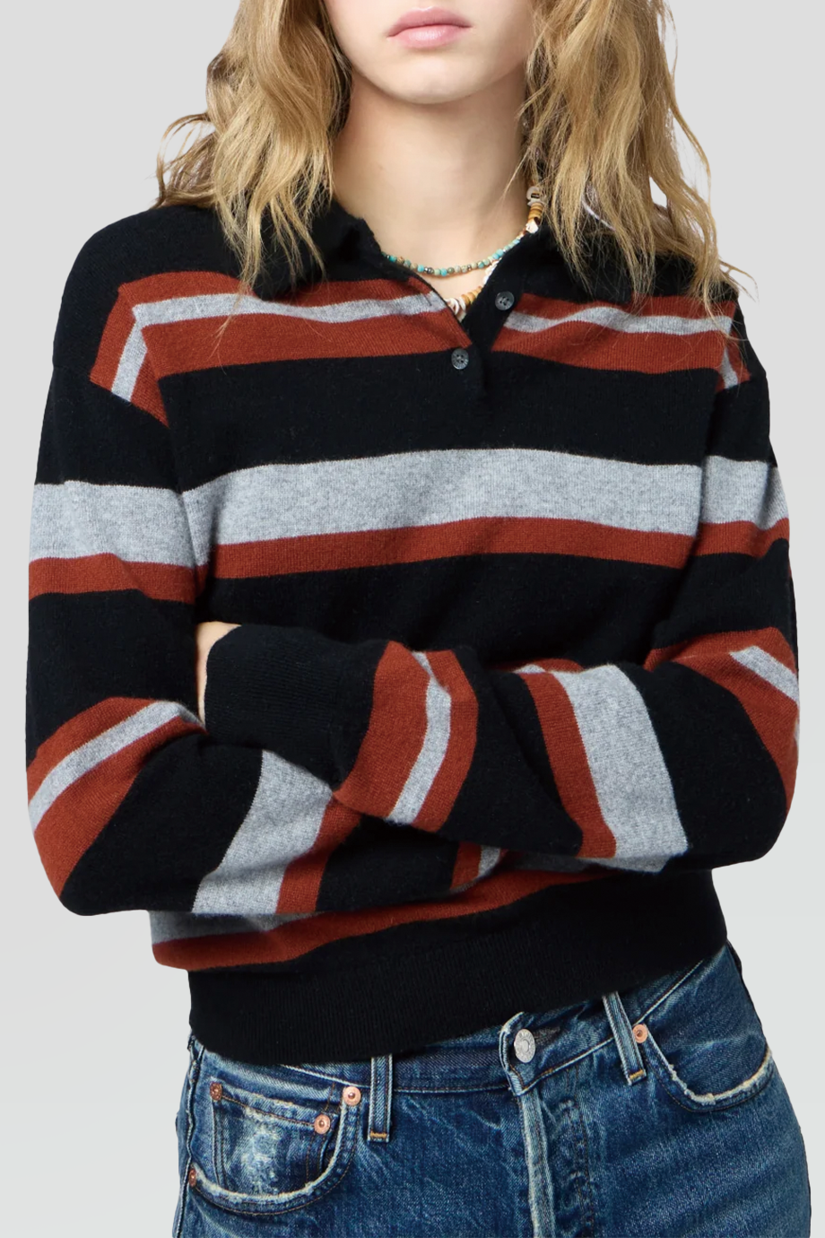 Guest in Residence｜COLLEGIATE 條紋羊絨長袖POLO衫