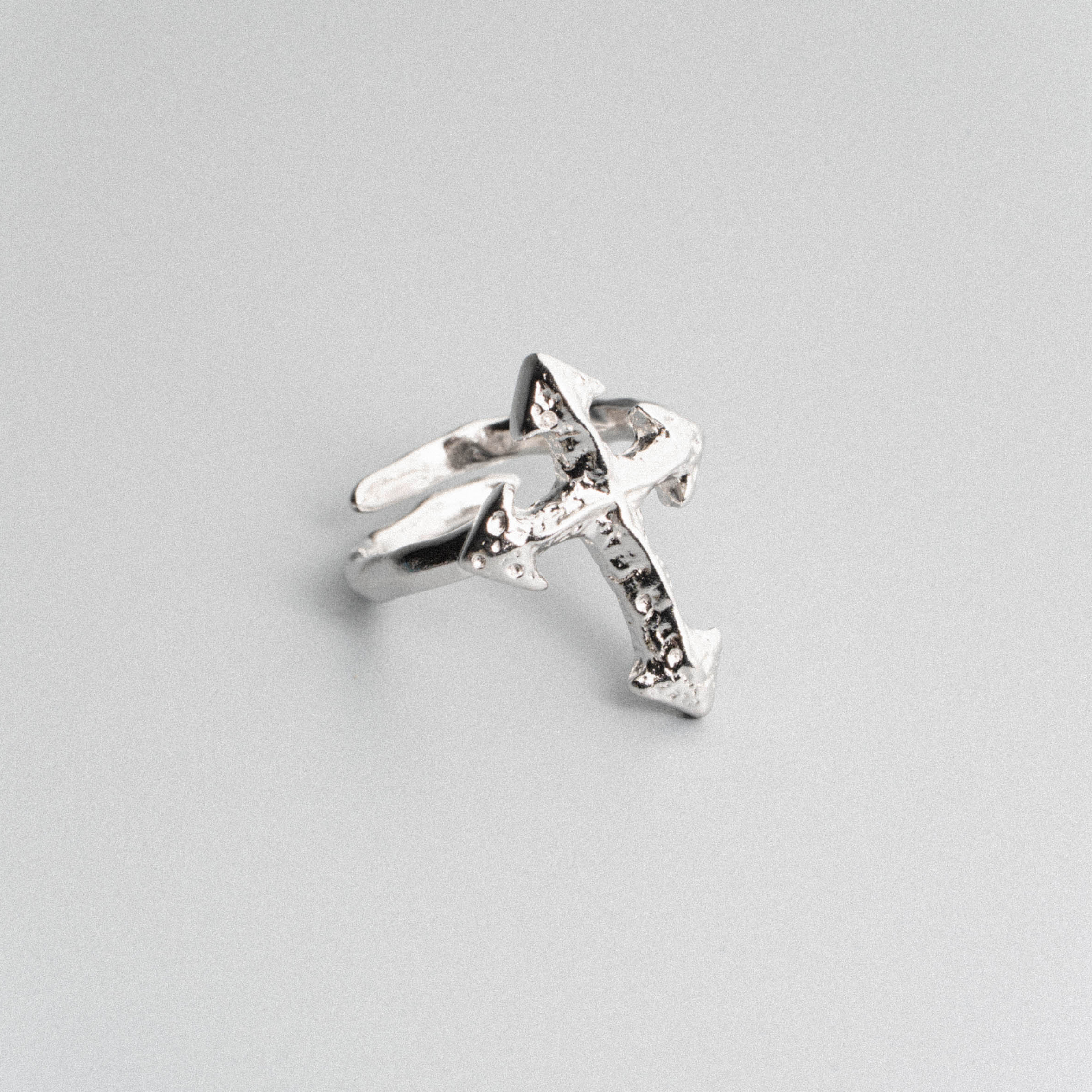 【BLUZ】純銀細紋十字架戒指