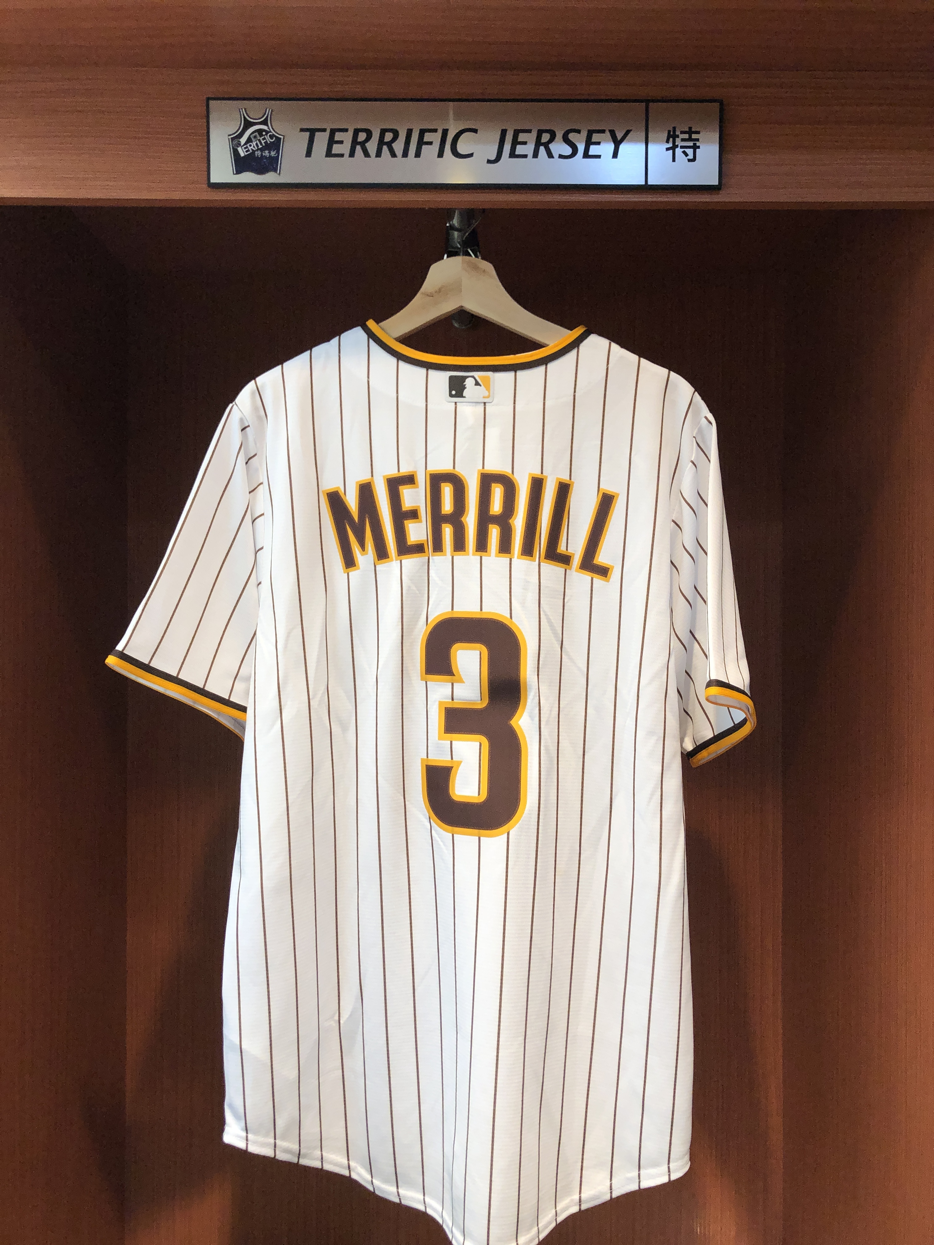 MLB球衣 Jackson Merrill 聖地牙哥教士白條紋 Nike Replica Player Name Jersey 球迷版 熱轉印 全新