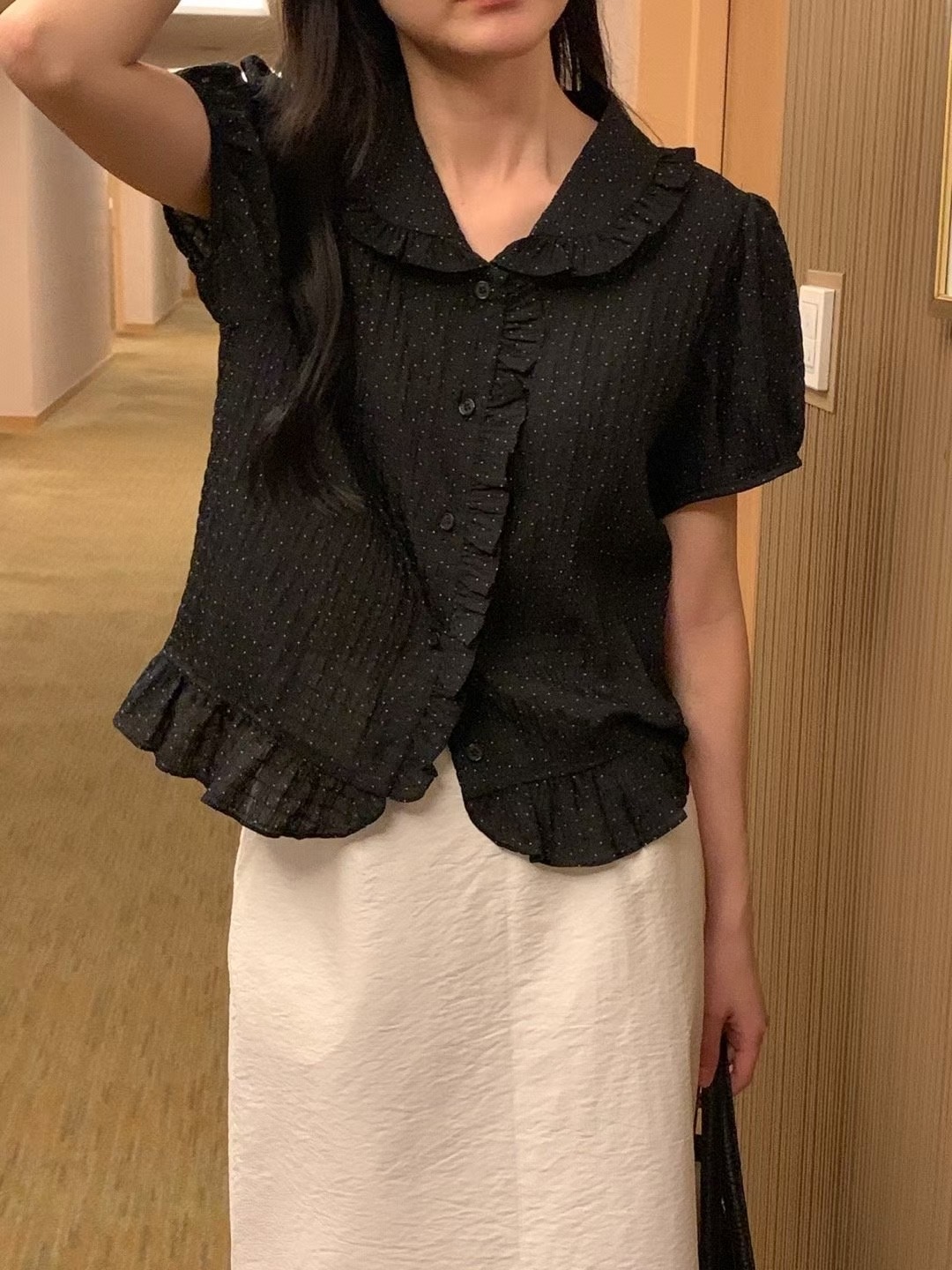 Ruffled mini dots blouse