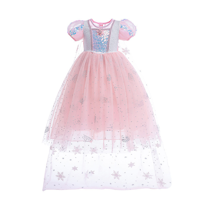 現貨 100-120cm 萬聖節 艾莎公主亮片洋裝 含長披肩 可拆 100-150cm #K50