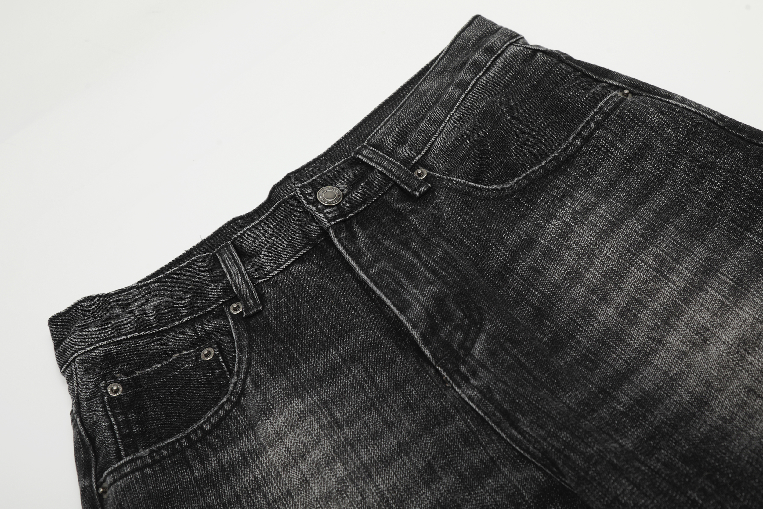 《S.V》黑魂刷紋微彎刀褲