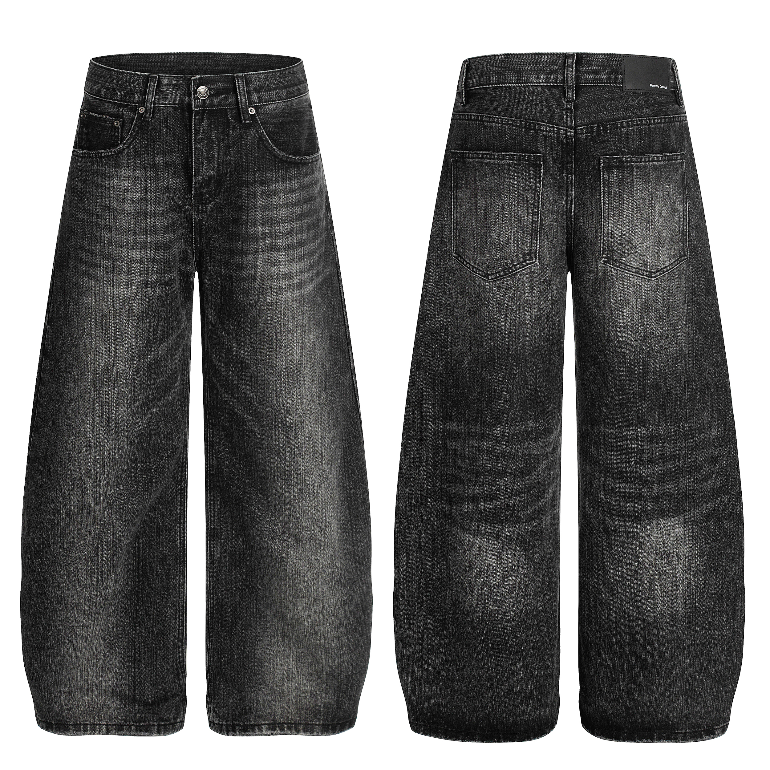 《S.V》黑魂刷紋微彎刀褲