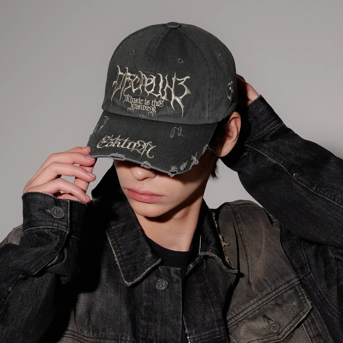 EZKATON pointed damage ball cap 水洗破壞 字體 老帽