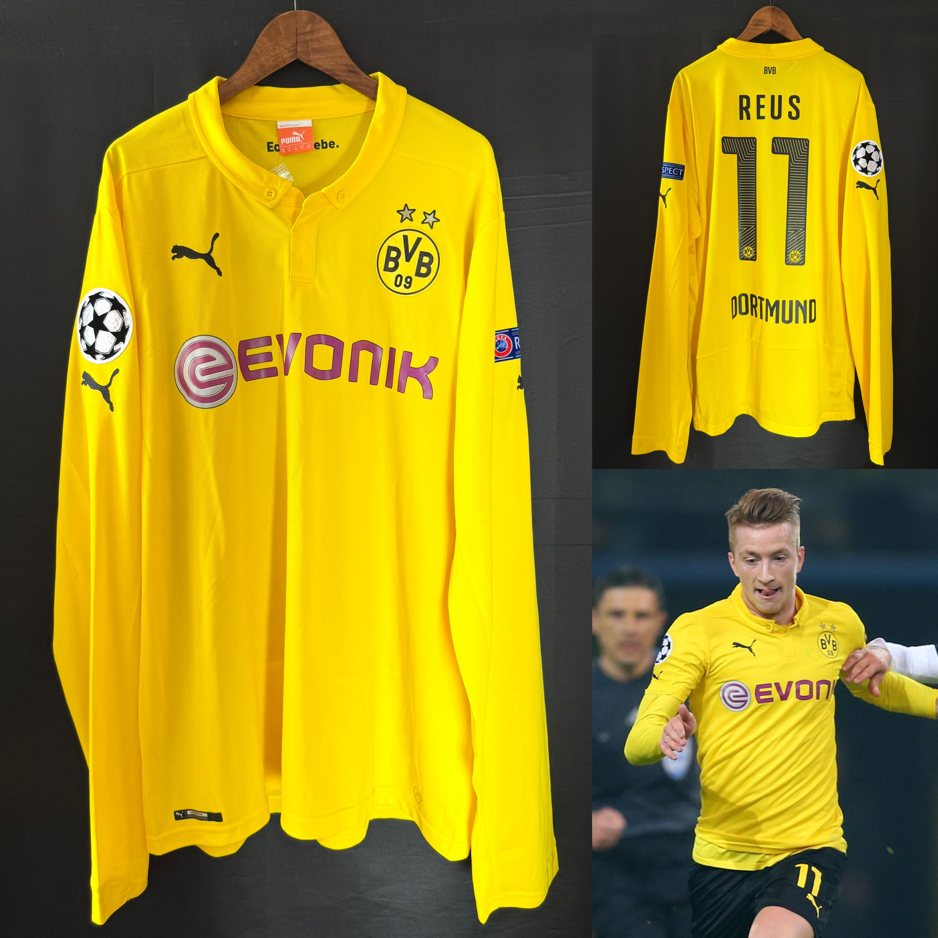 (BNWT) Borussia Dortmund 2014-2015 UEFA Champions League Puma Home Shirt #11 REUS