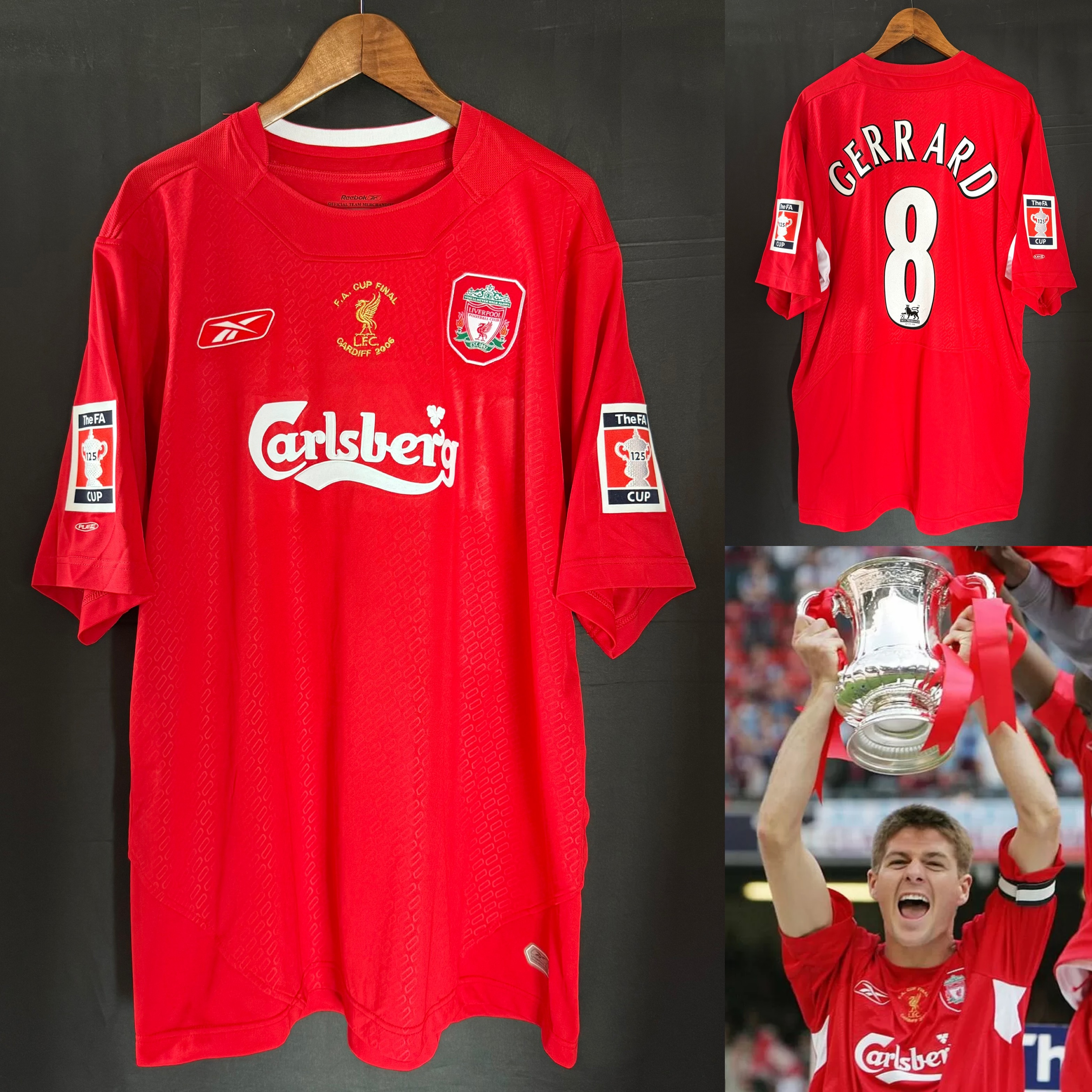 Liverpool 2005-2006 FA Cup Final Reebok Home Shirt #8 GERRARD
