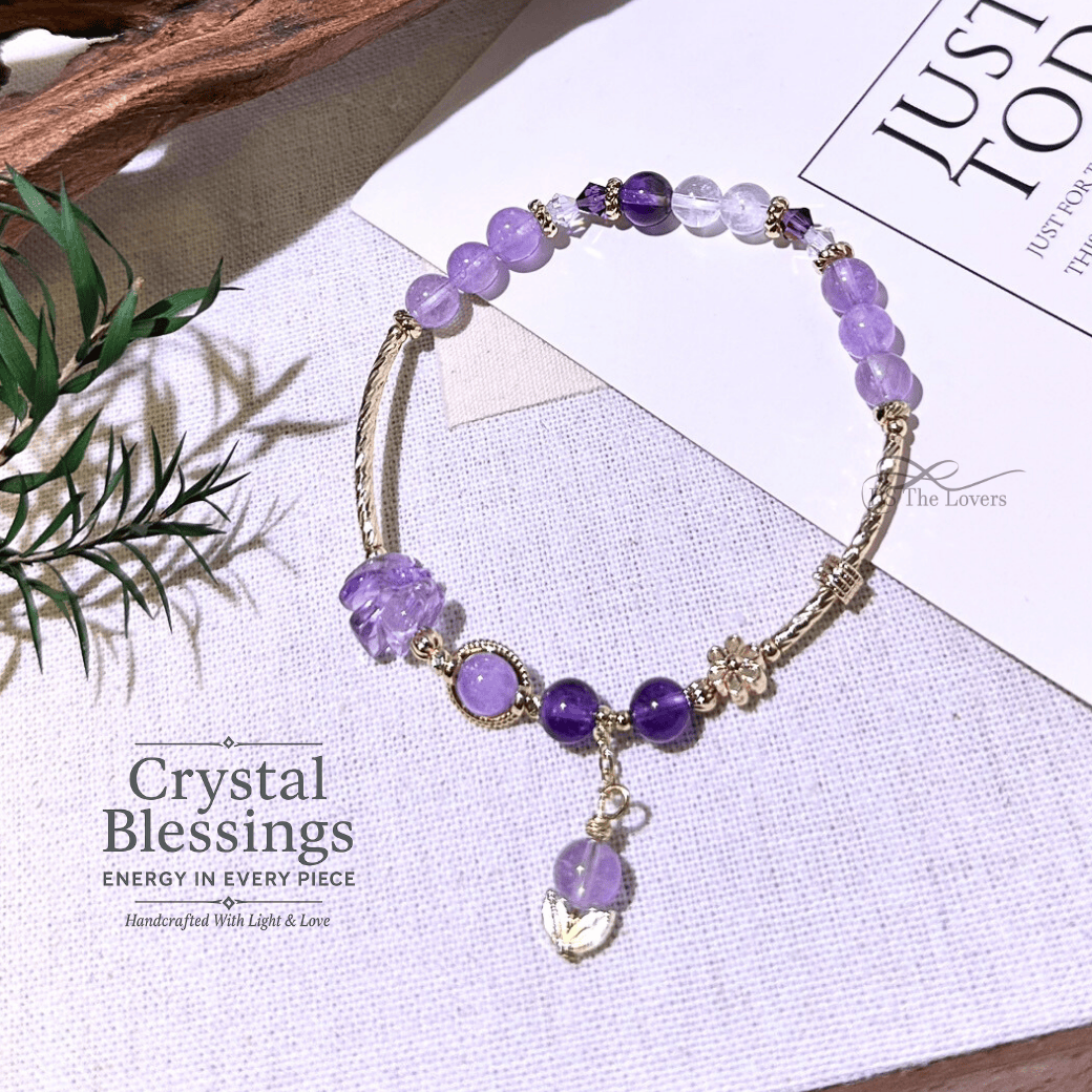 天然水晶設計款手鍊 紫色星語 | 貴人運 設計手鍊 紫水晶 X 紫玉晶 X 白水晶 X SWAROVSKI水晶