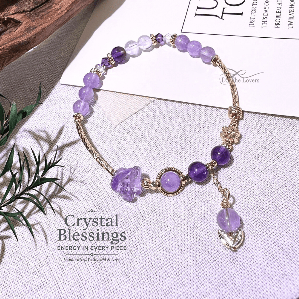 天然水晶設計款手鍊 紫色星語 | 貴人運 設計手鍊 紫水晶 X 紫玉晶 X 白水晶 X SWAROVSKI水晶
