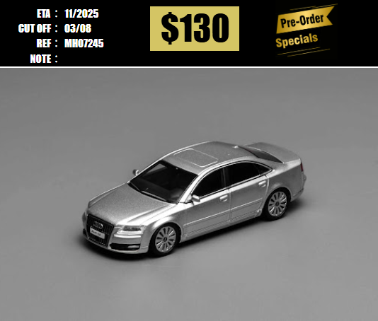 PO-$130 * MOTORHELIX * 1:64 AUDI A8 D3 FACELIFT SILVER [OD24/07]