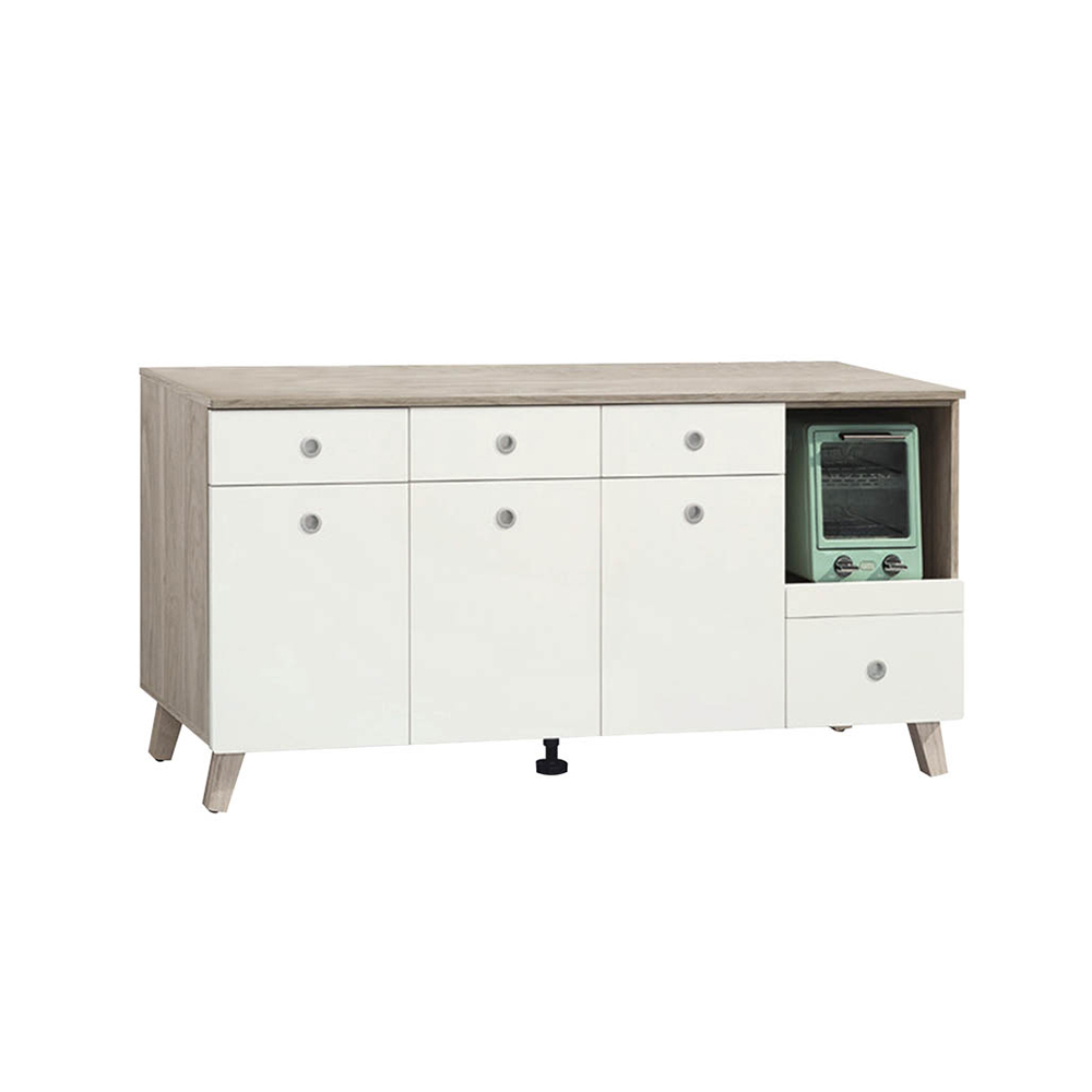 潔妮5.3尺四抽三門收納餐櫃/碗盤櫃/拉盤電器櫃/置物矮櫃