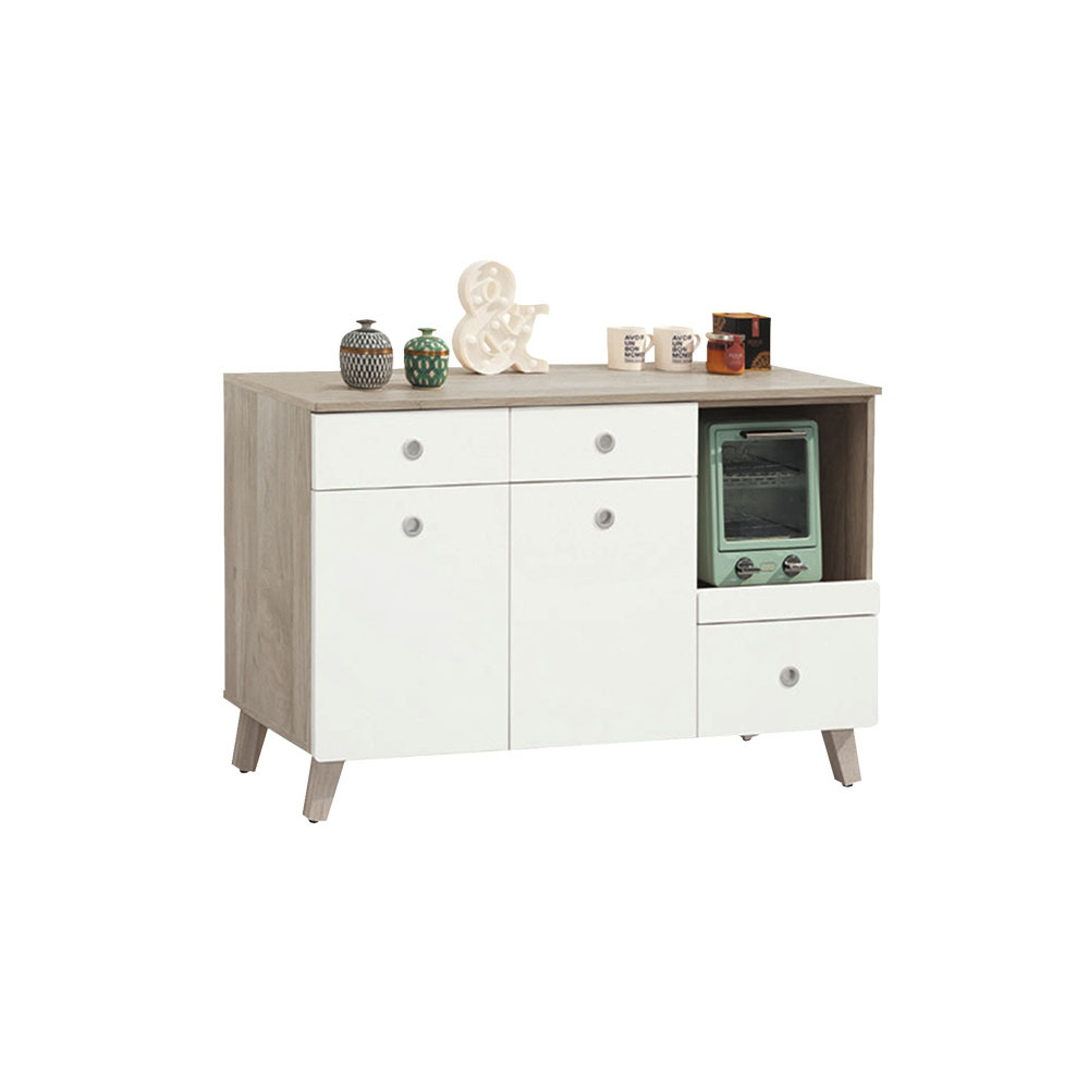 潔妮4尺三抽二門收納餐櫃/碗盤櫃/拉盤電器櫃/置物矮櫃