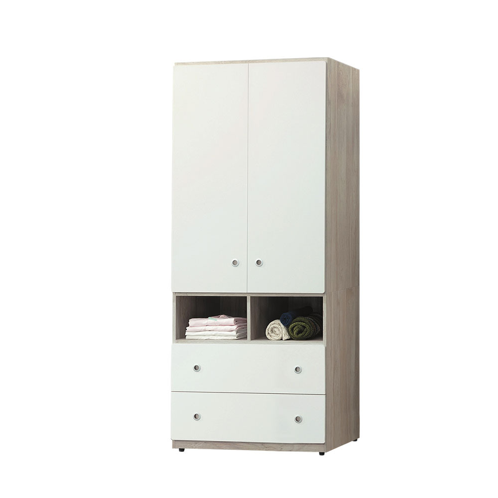 潔妮2.7尺二門二抽收納衣櫃(單吊桿)