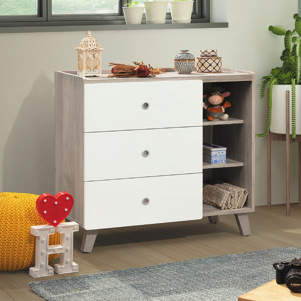 潔妮3尺多功能右開放三格三斗櫃/三抽收納櫃/置物矮櫃