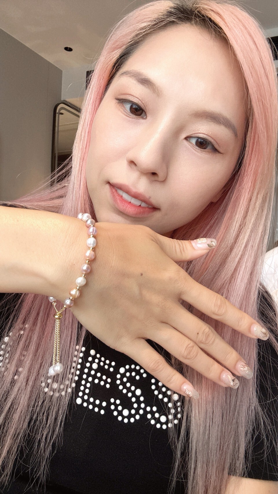 巴洛克風彩色珍珠手鍊（可調節手圍）