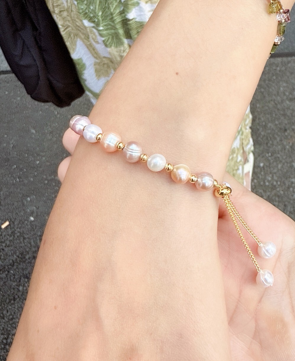 巴洛克風彩色珍珠手鍊（可調節手圍）