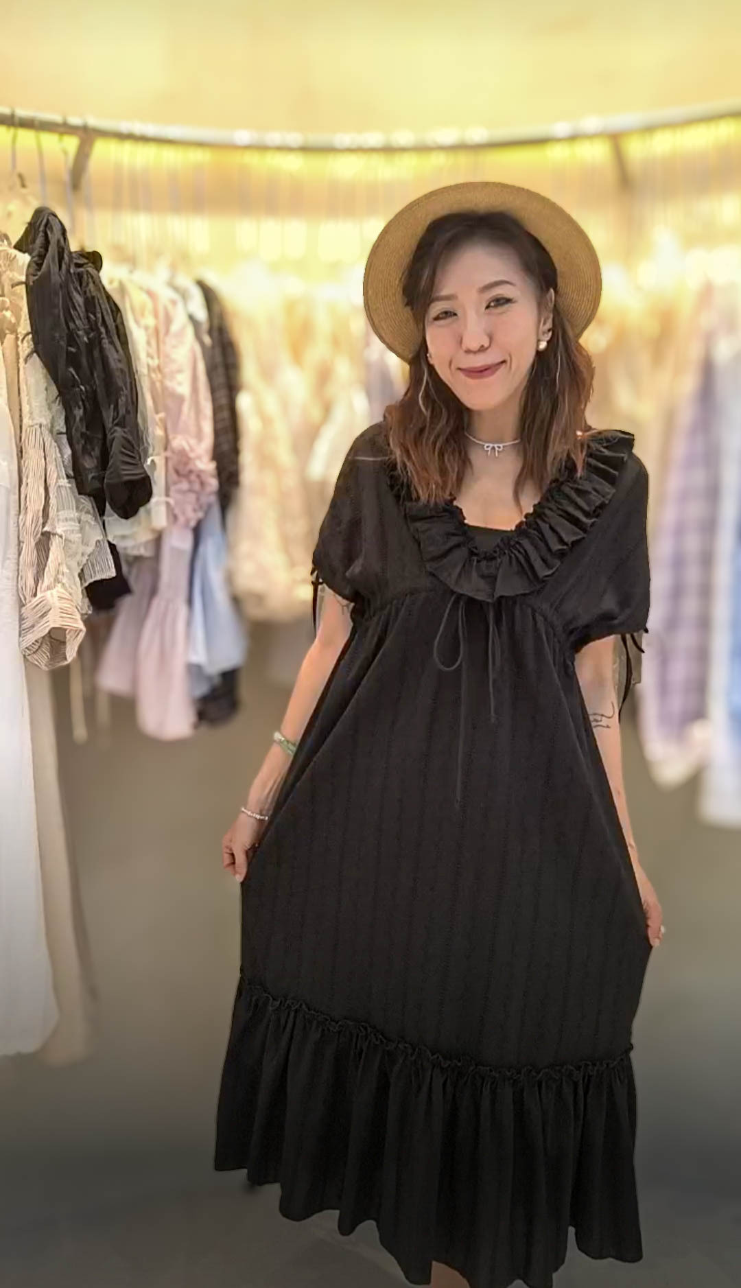 🥰PM_K8188前後v荷葉領 長洋裝 👉B:118cm W:120cm H:120cm L:122cm👈
