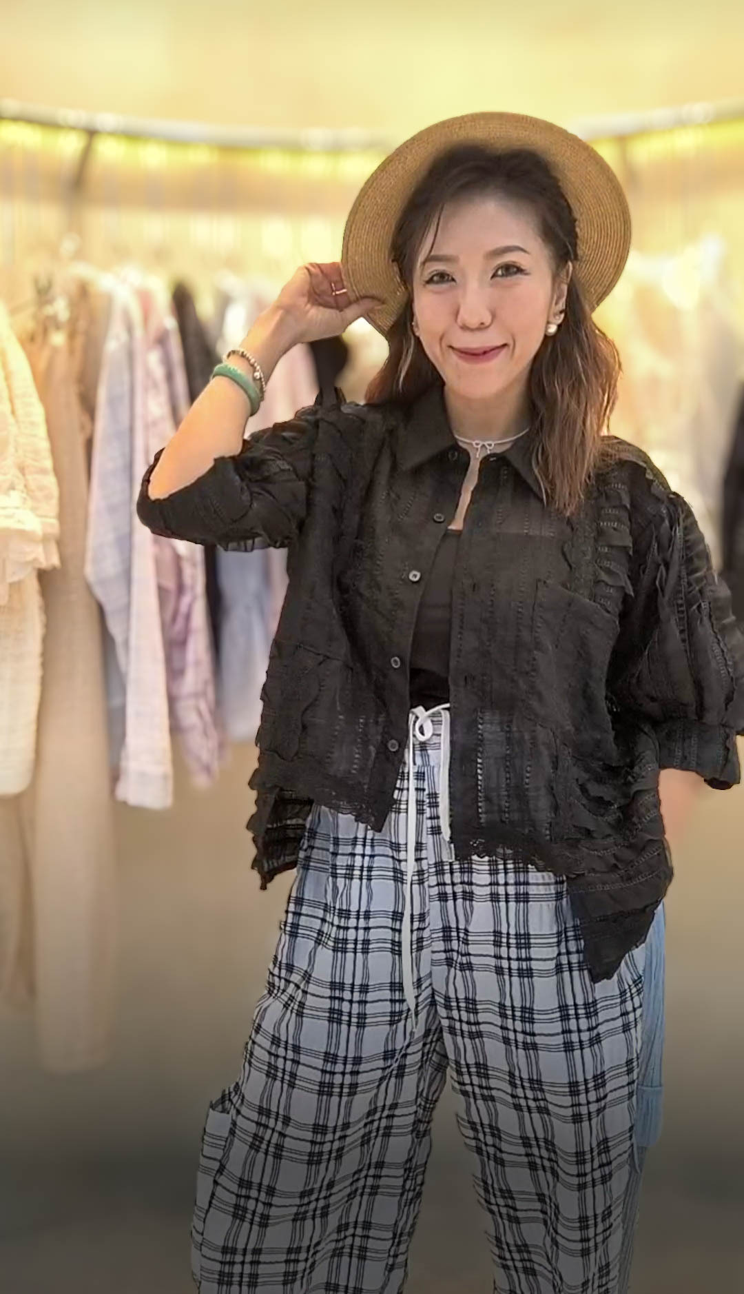 🥰PM_K8194  ▶️蕾絲拼木耳條 襯衫 👉B:cm L:cm👈