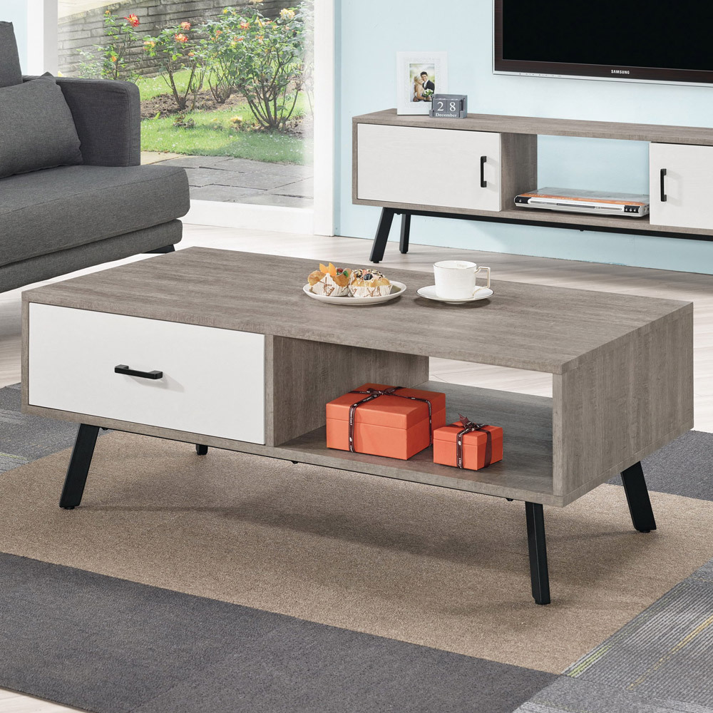 薩克森4尺簡約單抽大茶几