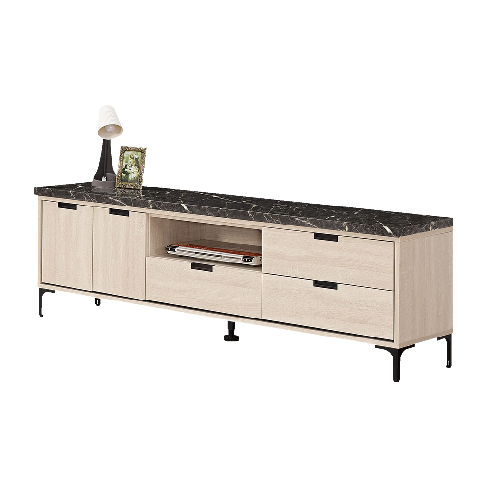 奈迪6尺二門三抽黑色石面電視櫃/長櫃/視聽櫃