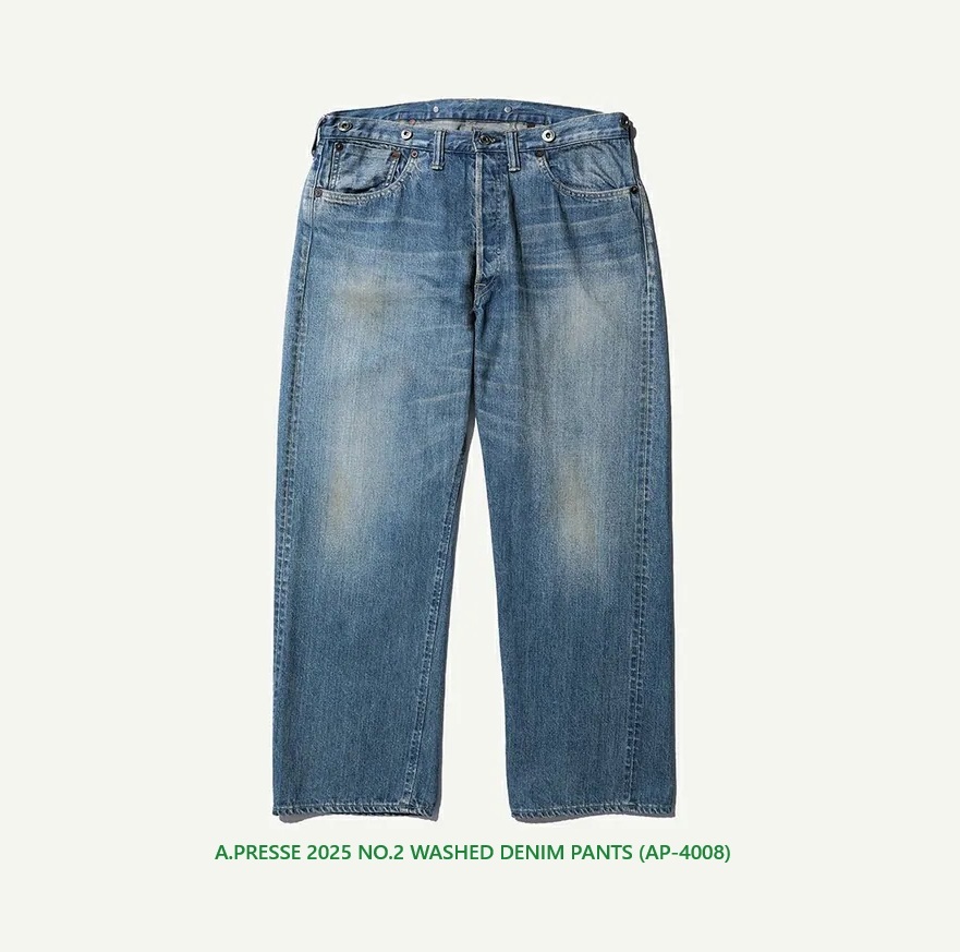 LAST PCS: A.PRESSE 2025 NO.2 WASHED DENIM PANTS (AP-4008) - INDIGO SIZE 36 PRE ORDER ITEM (預訂中)