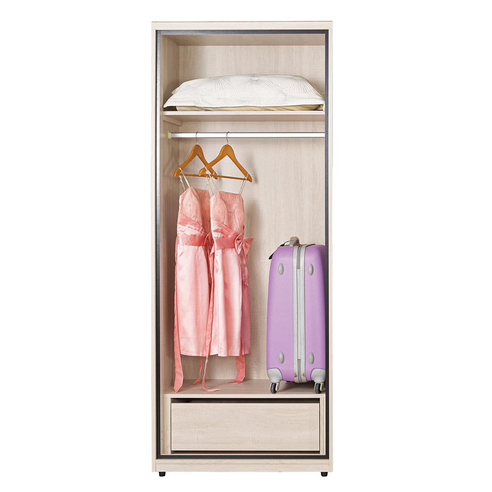 奈迪2.7尺二門衣櫃(單吊桿)