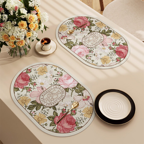 古典美學橢圓形防油防水餐墊