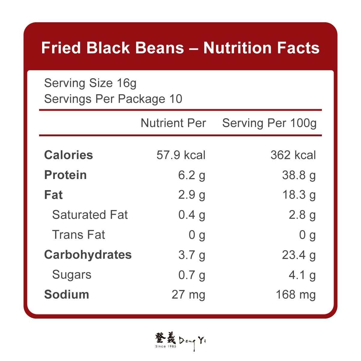 登義炒香黑豆營養標示
