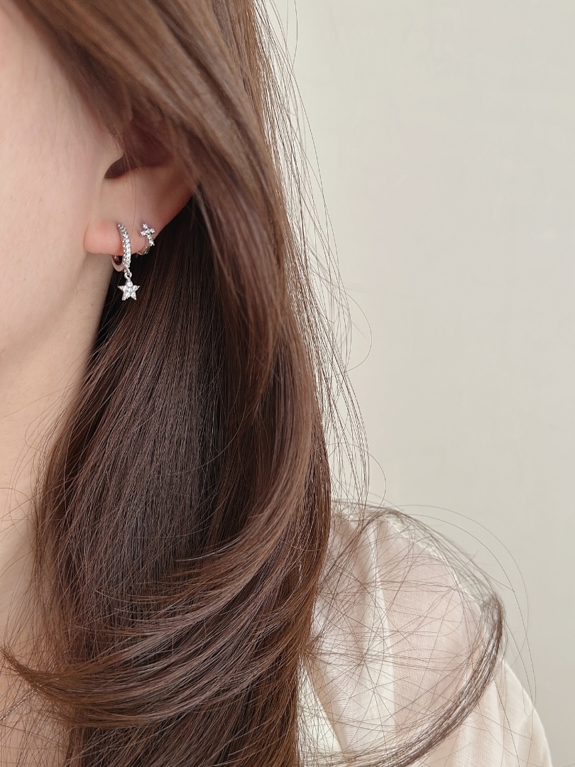 S925 shiny cross hoop pierce