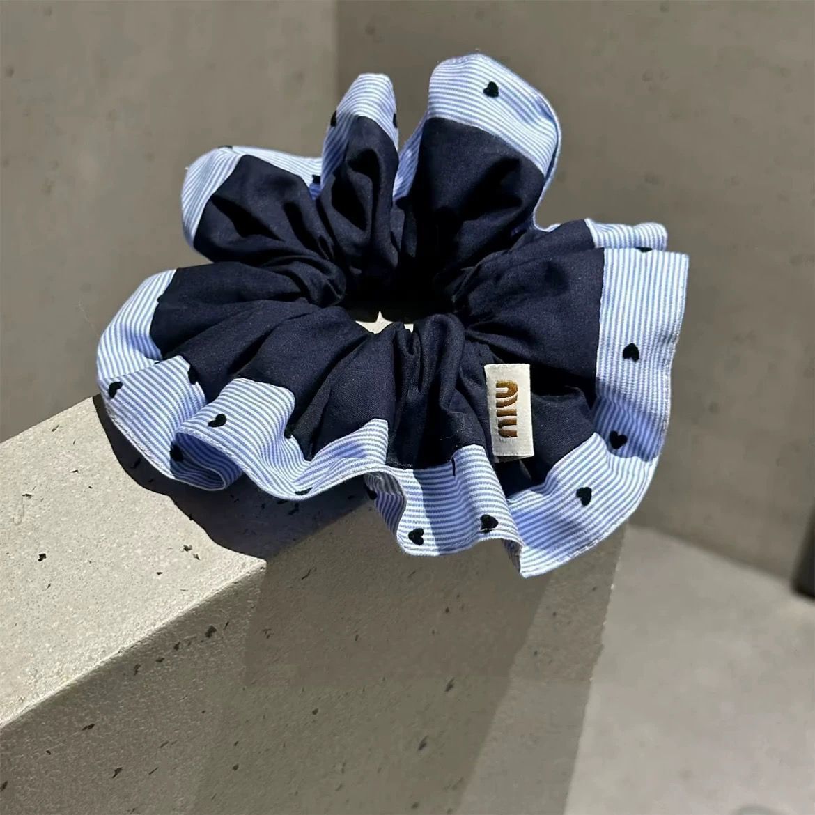 [3 FOR RM10] Blue Heart Stripe & Polka Dot Scrunchies