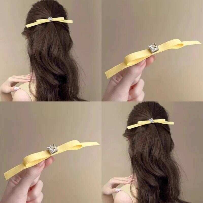 [4 FOR RM10] Yellow Rhinestone Ballet Style Bow Hairpin