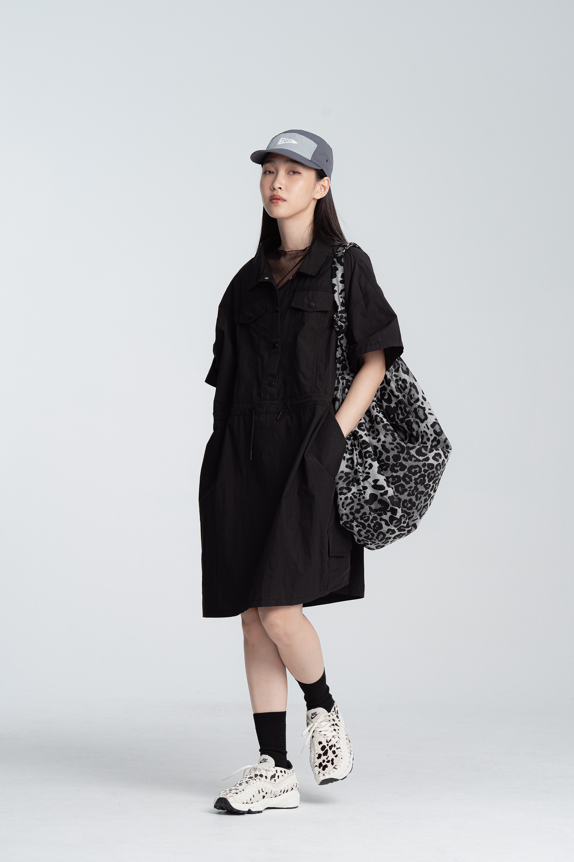 工裝女孩素面翻領洋裝裙 3色