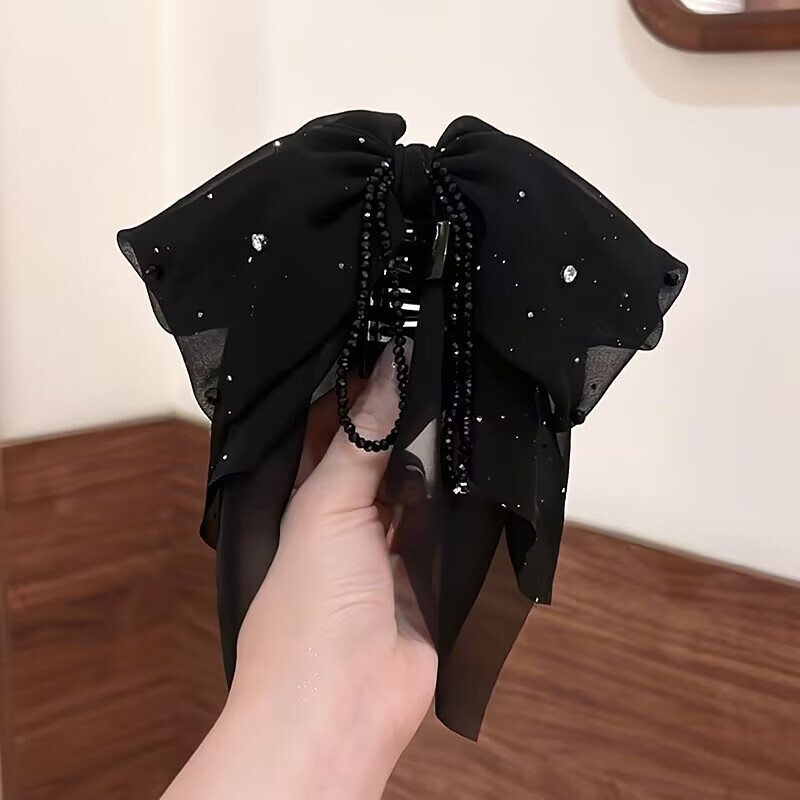 Elegant Bow with Tassel Ponytail Hair Claw