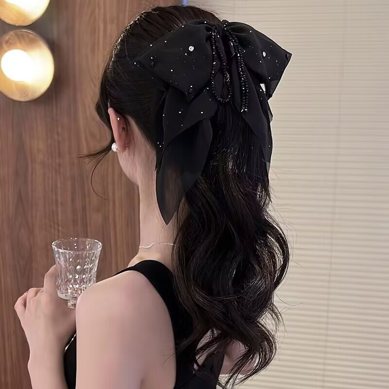 Elegant Bow with Tassel Ponytail Hair Claw