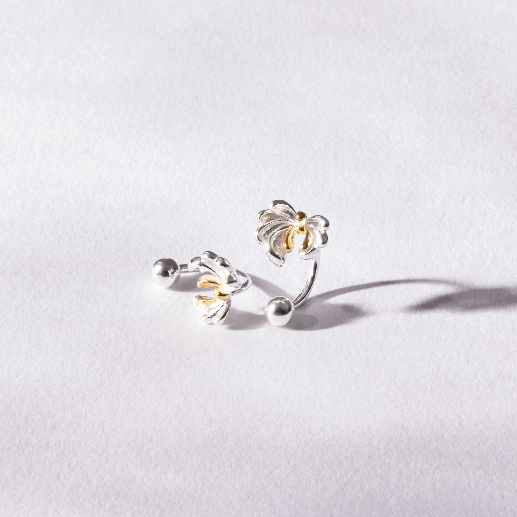 E2273 | 純銀小花轉珠耳環