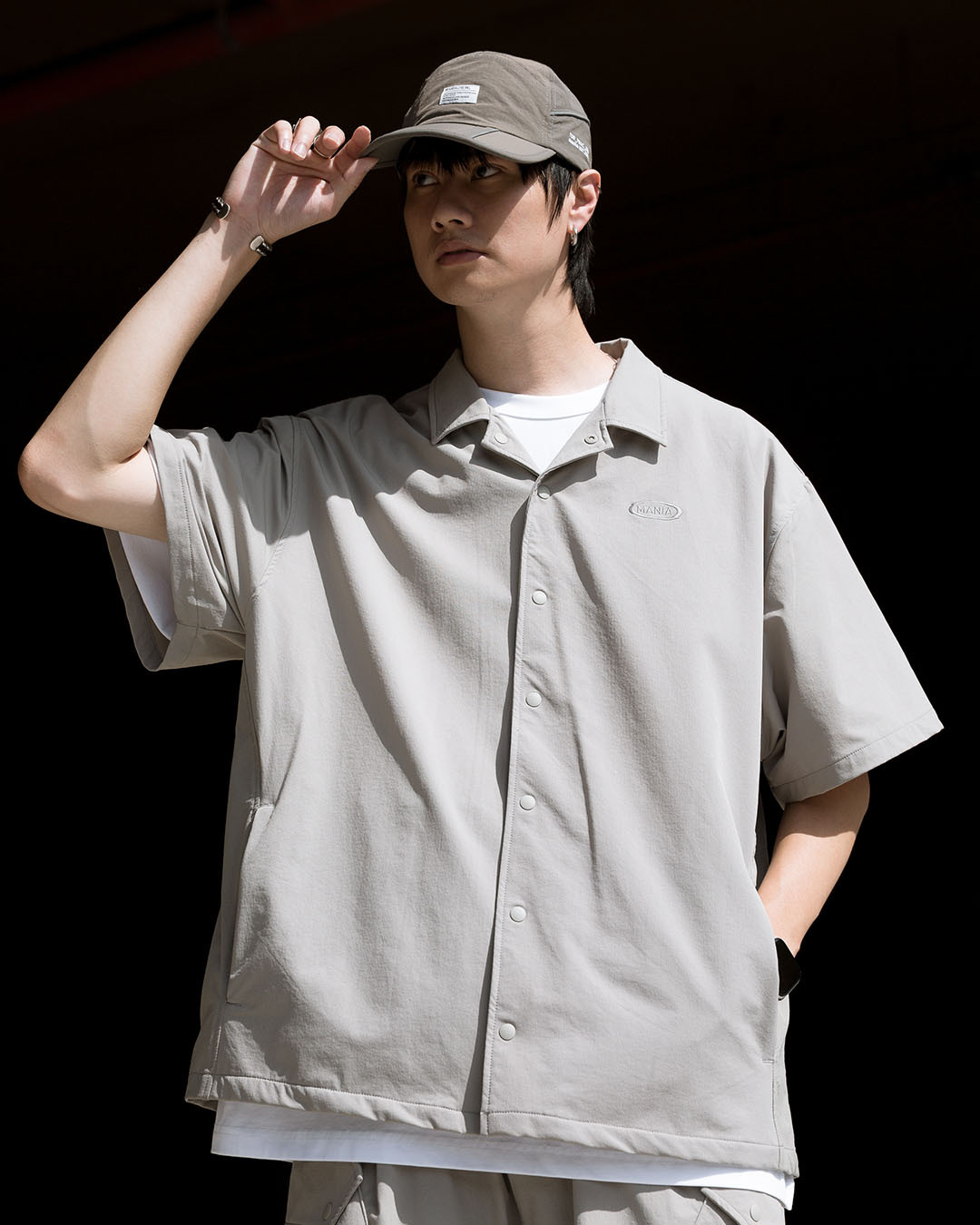 MANIA 輕量機能短袖襯衫 套裝 黑/卡其 25 S/S  Pocket Shirt