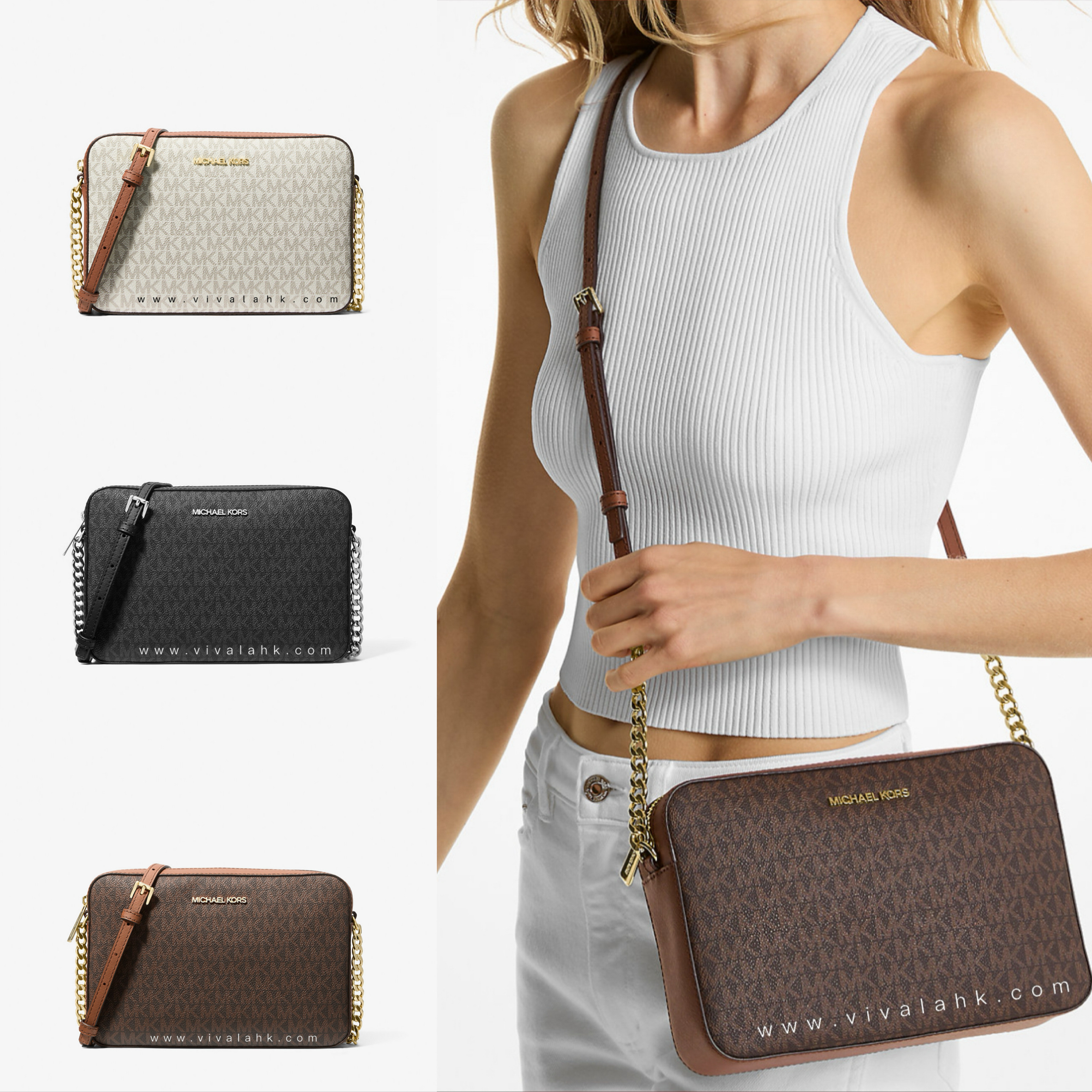 Michael Kors - Jet Set 斜孭袋 (MK字暗花)