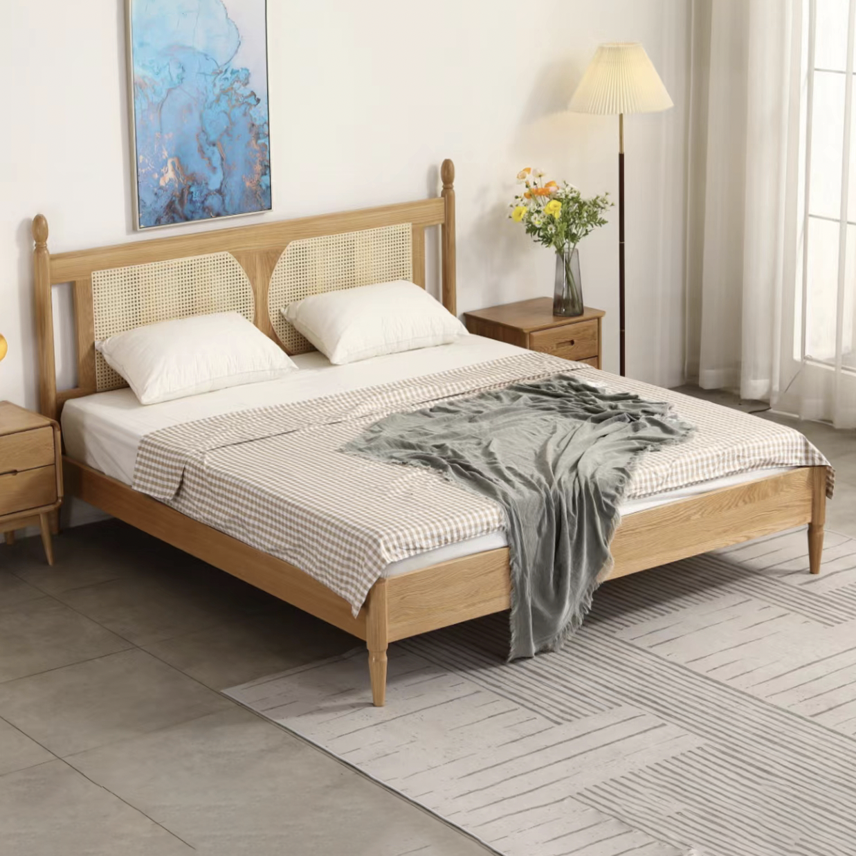 〖特惠款〗藤編實木床架 FP-0134