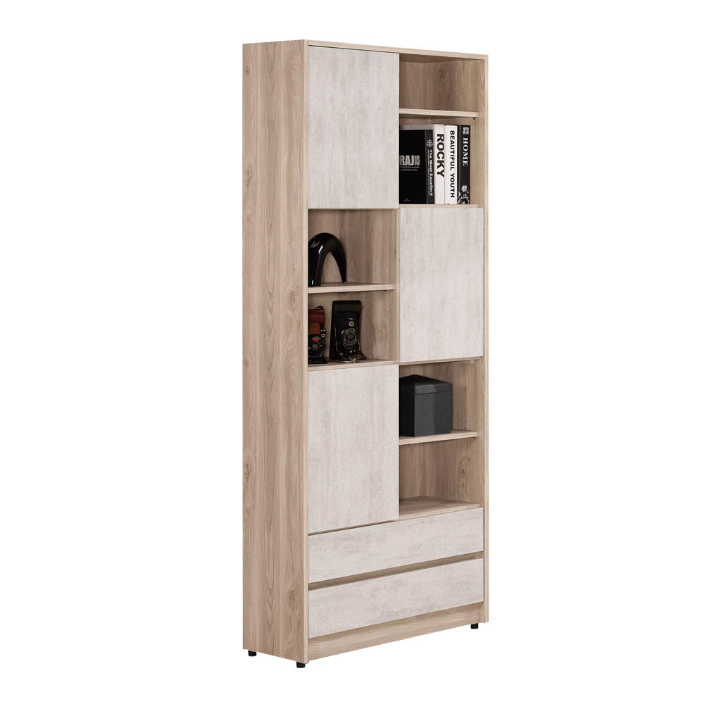 哈佐2.7尺開放式三門二抽書櫃/收納櫃/展示櫃