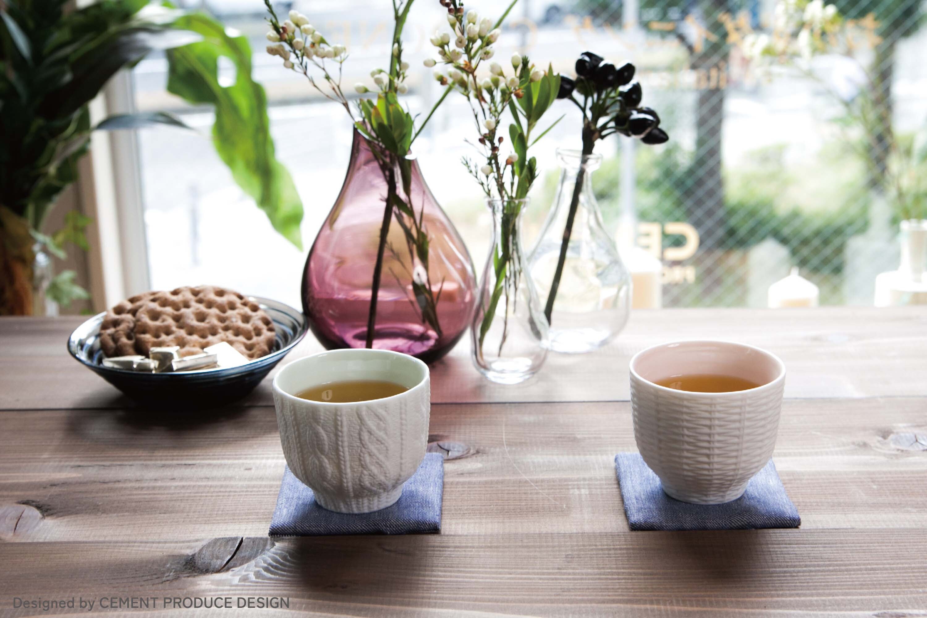立體針織紋樣的日本陶瓷材質杯子
