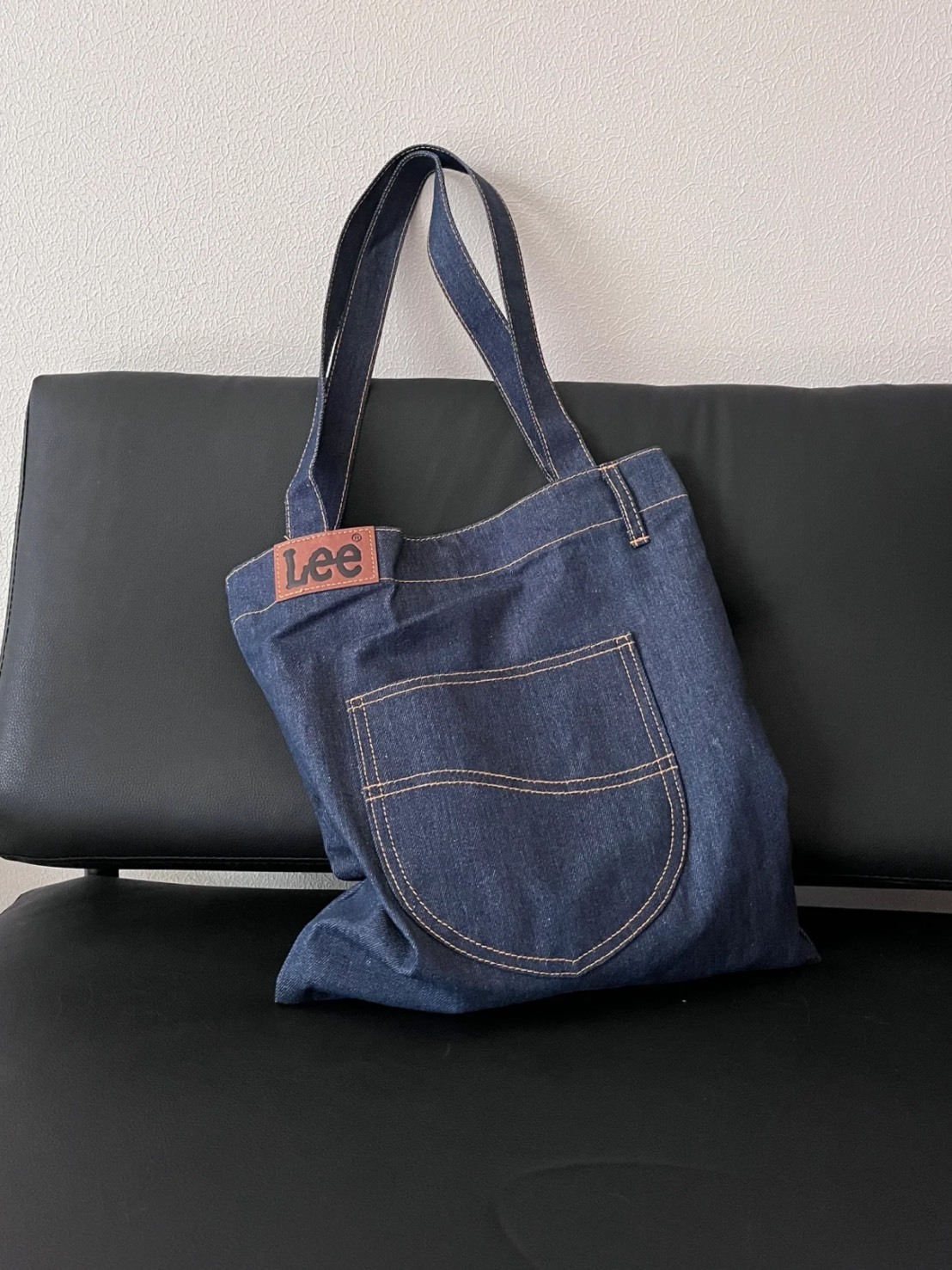 LEE 大容量 小口袋 牛仔托特包 大號