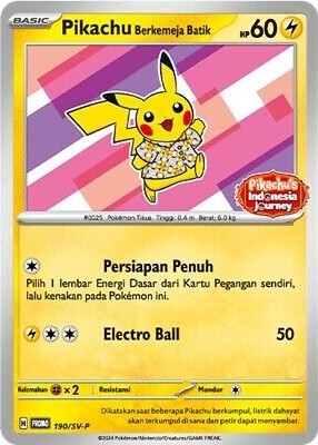 Pikachu Berkemeja Batik Promo Card (190/SV-P) [Indonesi