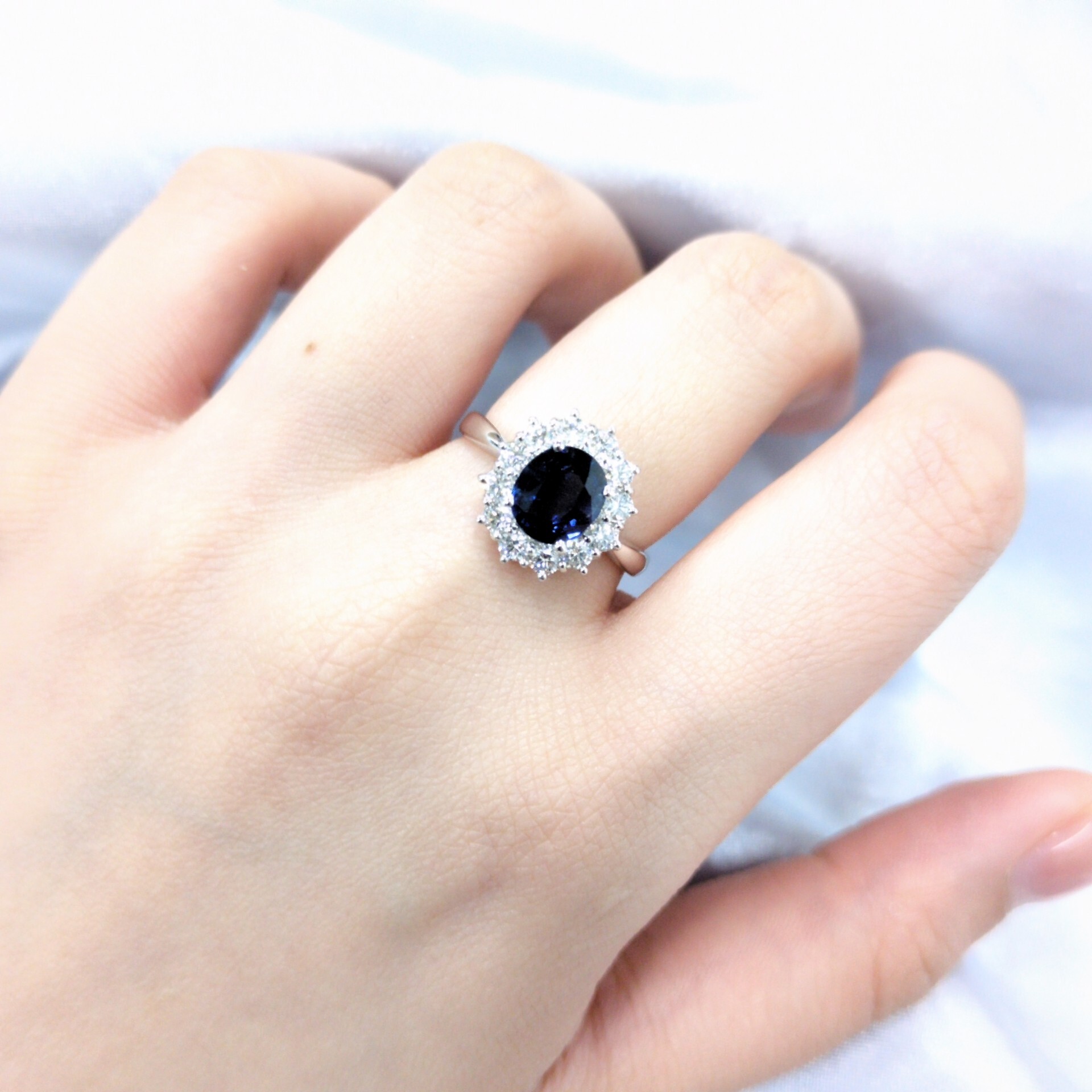 18K White Gold 1.41ct Sapphire and Diamond Ring