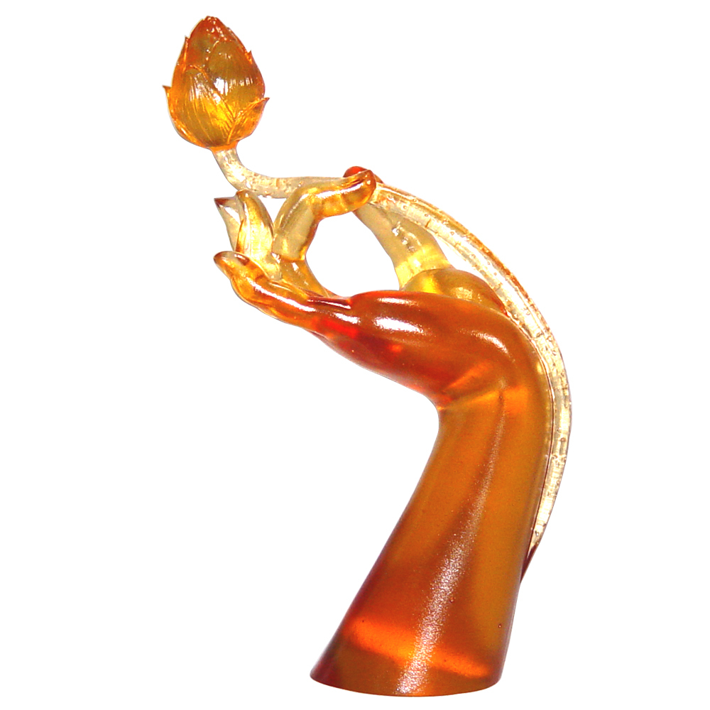 居家開運琉璃擺飾｜蓮花手 純淨祥和守護平安藝術擺件