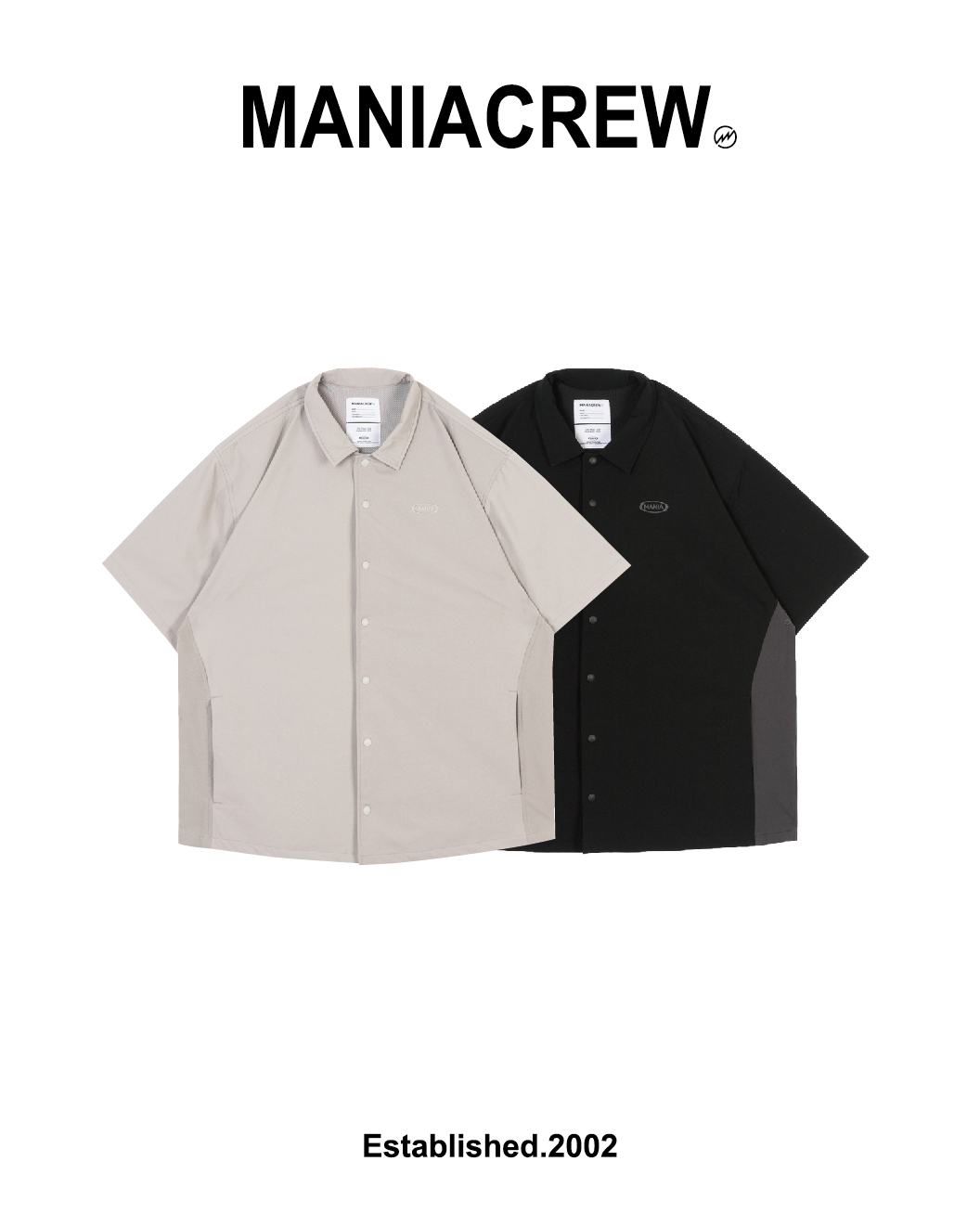 MANIA 輕量機能短袖襯衫 套裝 黑/卡其 25 S/S  Pocket Shirt