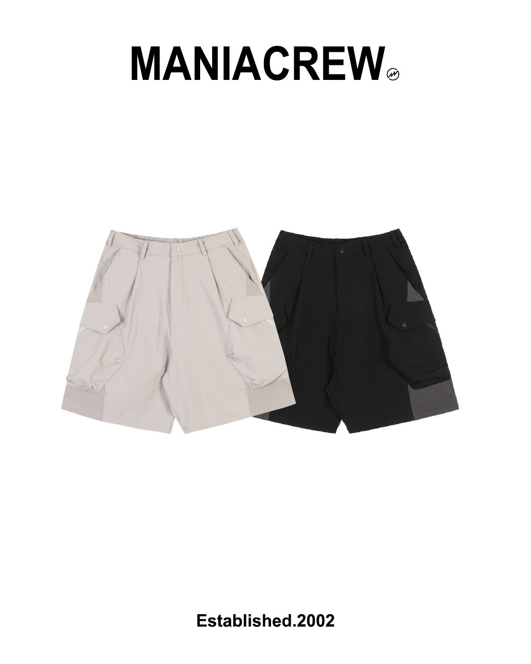 MANIA 輕量機能口袋短褲 套裝 黑/卡其 25 S/S Zippered 3D Pocket Shorts