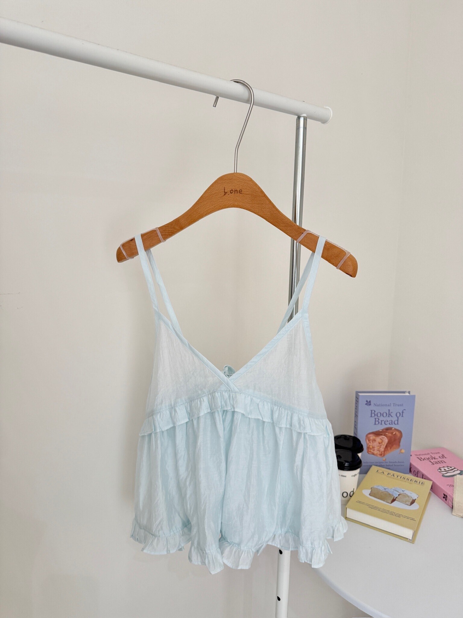 皺皺花邊細肩背心