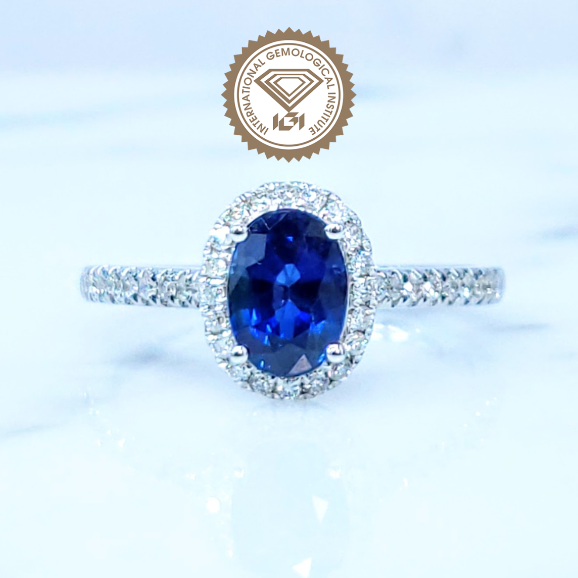 18K White Gold 1.07ct Sapphire and Diamond Ring