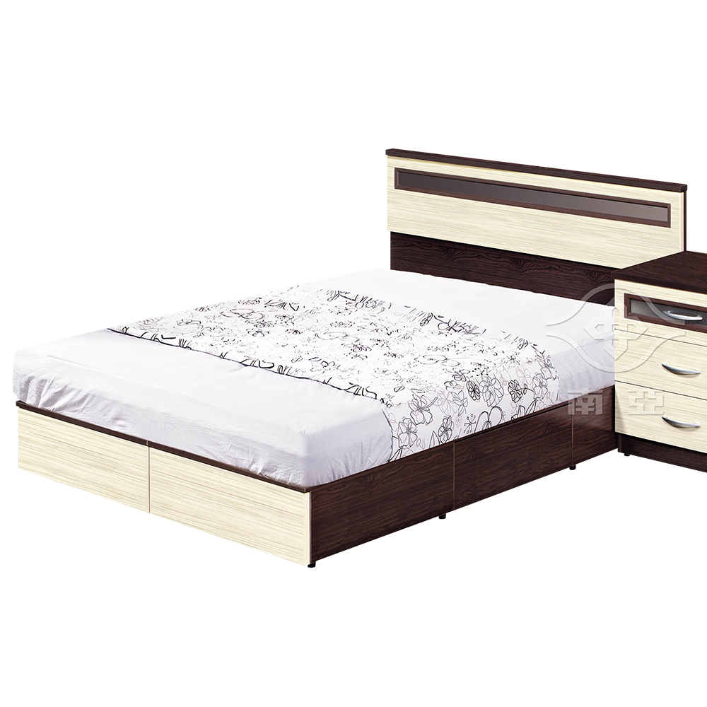 南亞塑鋼-萊爾5尺雙人二抽屜收納塑鋼床組-床頭片+抽屜床底